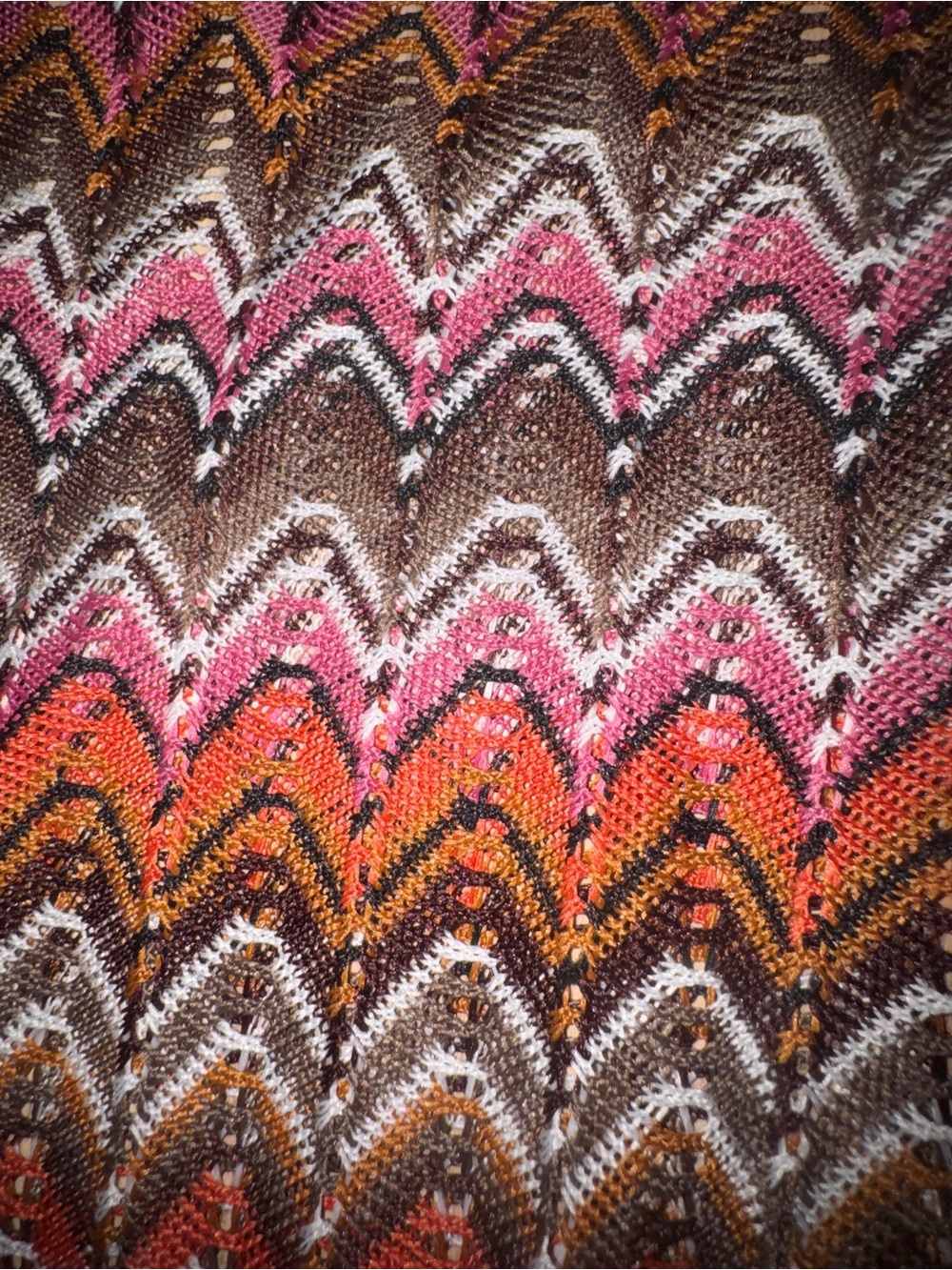 Shade & Shore Chevron Knit Wide-Leg Pants in Pink, Brown & Cream medium - Picture 3 of 9